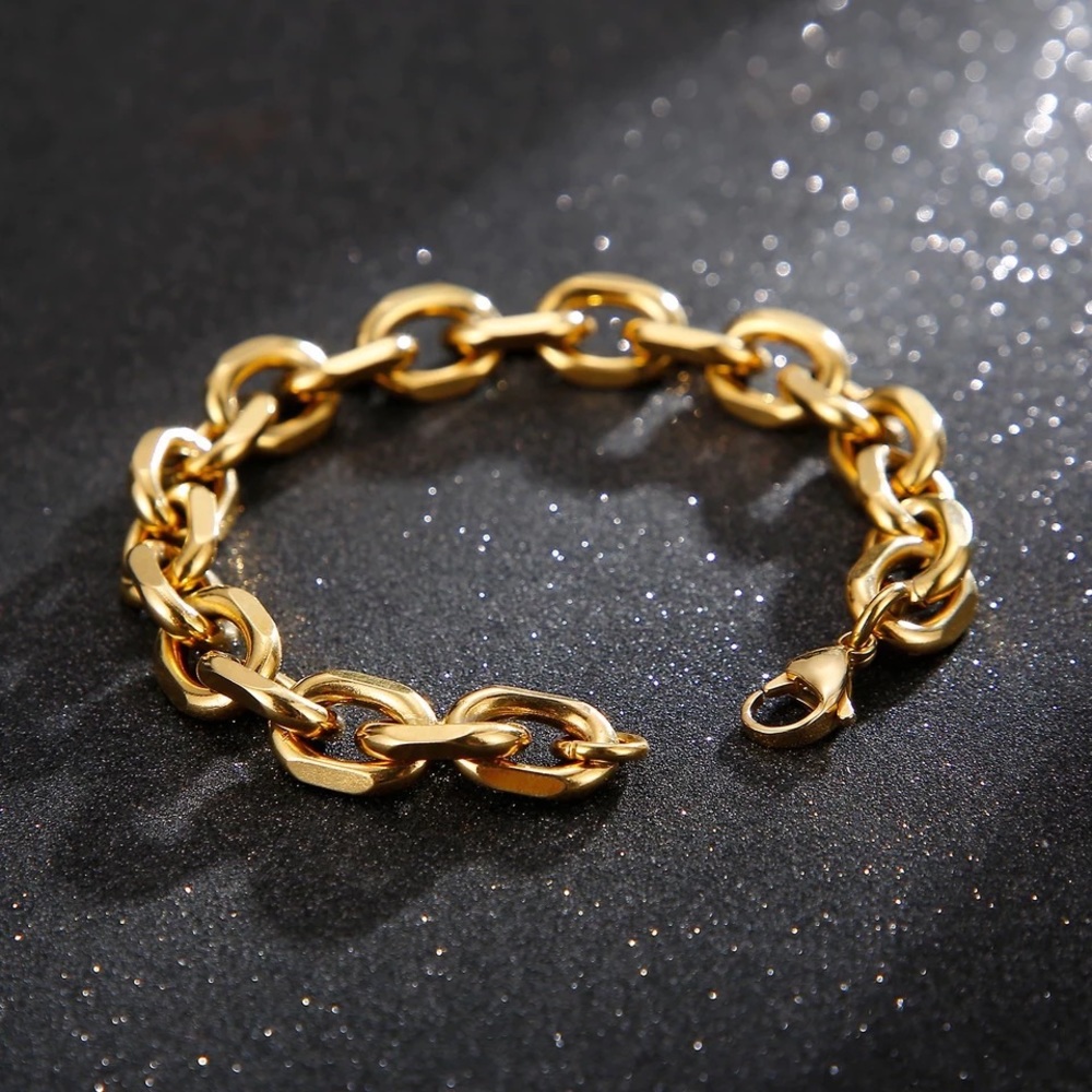 10mm Stainless Steel Cuba O-Chain Men Bracelet - Picture 3 of 6
